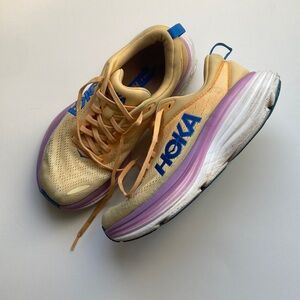 Hoka Yellow and Purple Sneakers with Cushioned Sole